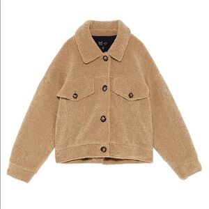 Zara Camel Sherpa Jacket / Cropped shacket • Medium •